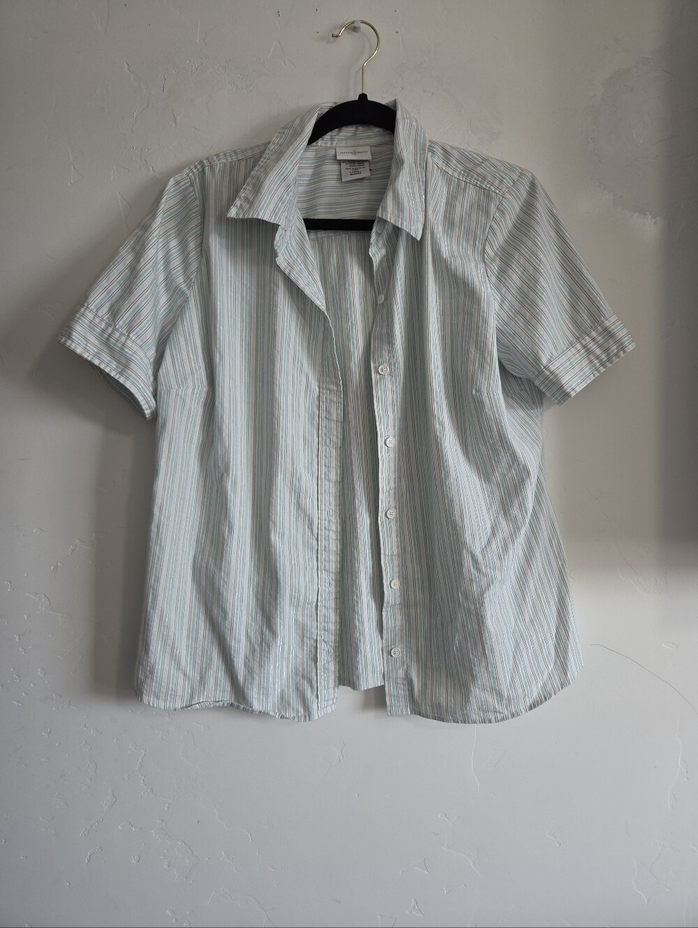 Womens Blue And White Striped Short Sleeve Top